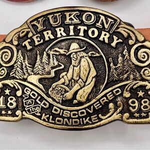 1970s Yukon Territory Gold Belt Buckle - solid brass